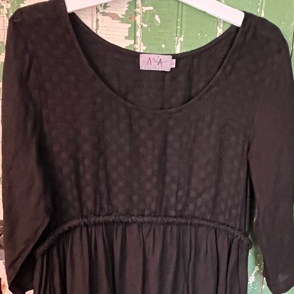 Italy Linen Aria HandmadeTextured Bodice Dress size Large